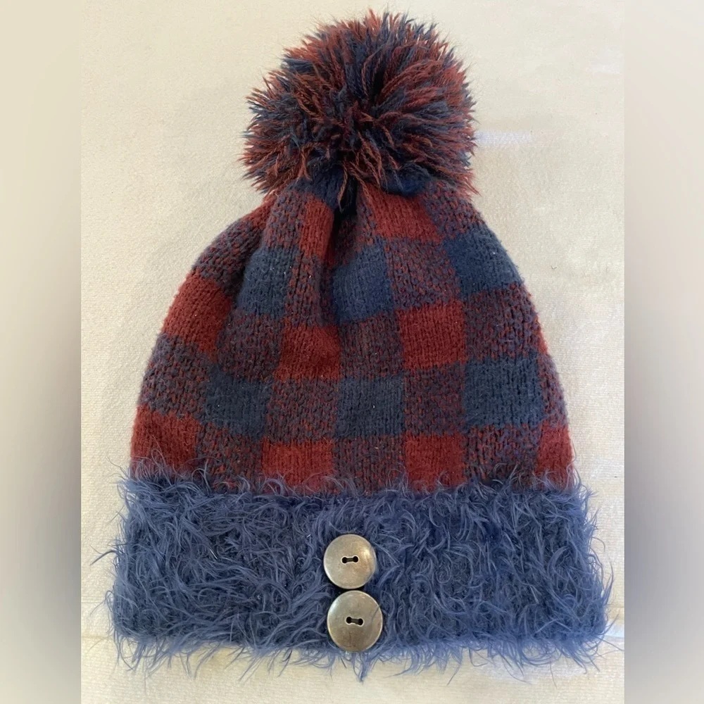 💐5/25 Simply Noelle fuzzy warm stocking hat winter pom pom ball top button